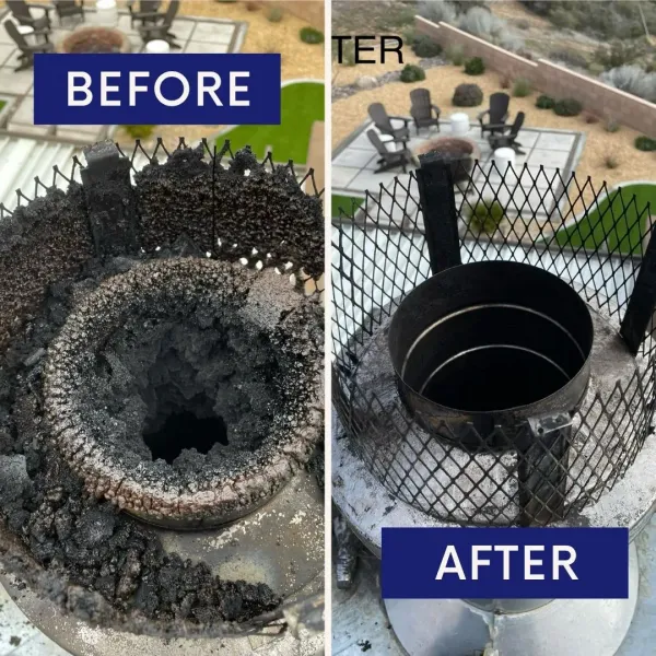 Professional chimney cleaning service in High Desert, before and after results